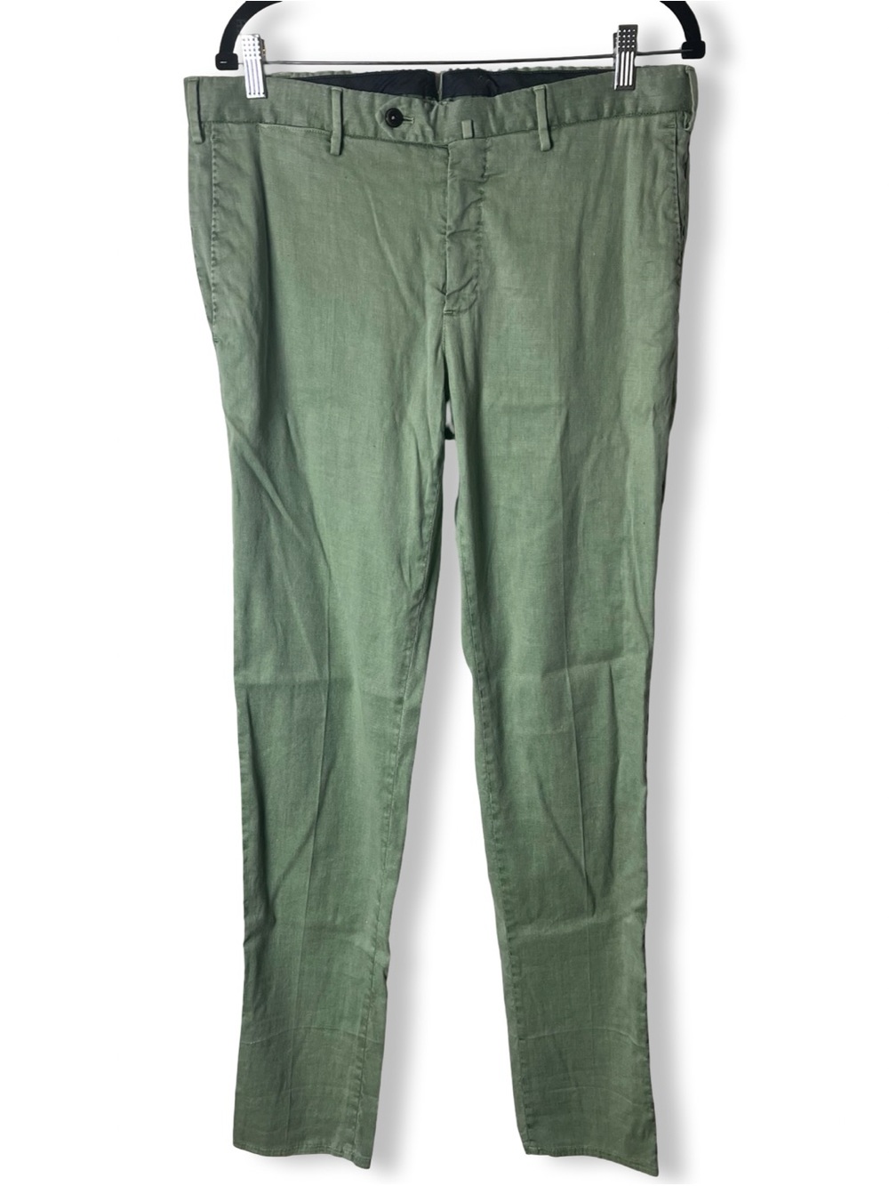 PT Torino Men's Slim Fit Linen Blend Chino Pants Trousers Green Italy NWT Sz. 34